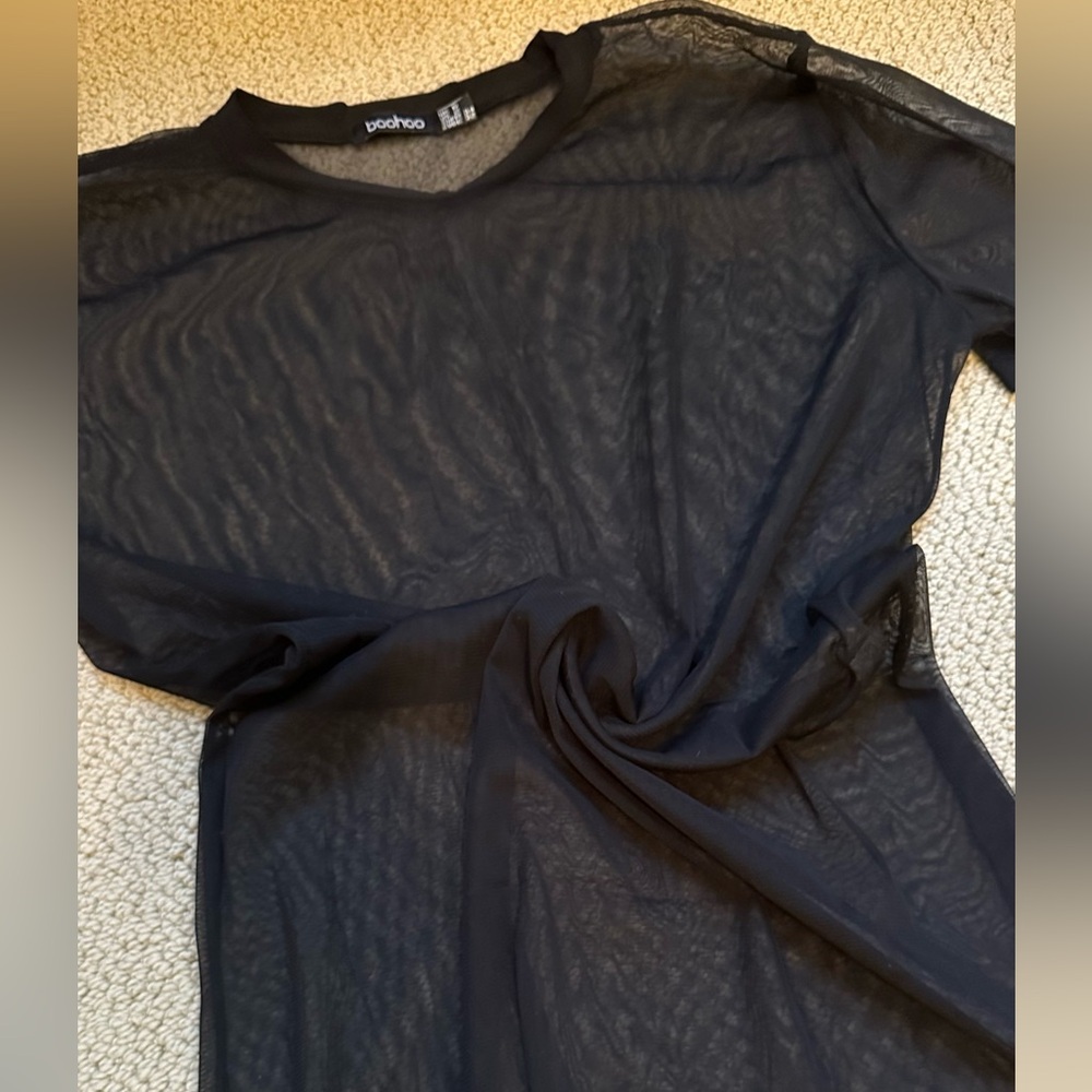 Sheer Black Mesh Oversized T Shirt
